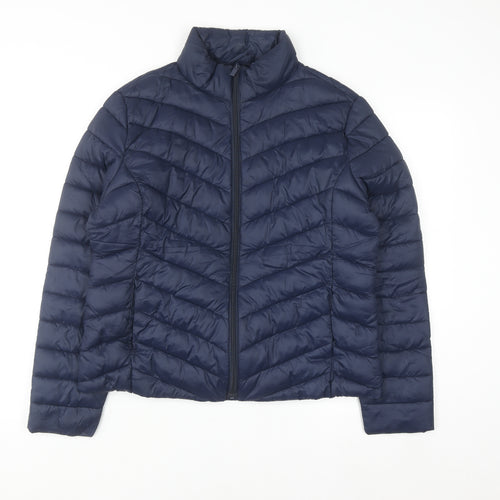 Primark Women Blue Puffer Jacket Size L 14/16 Lightweight Quilted Coat