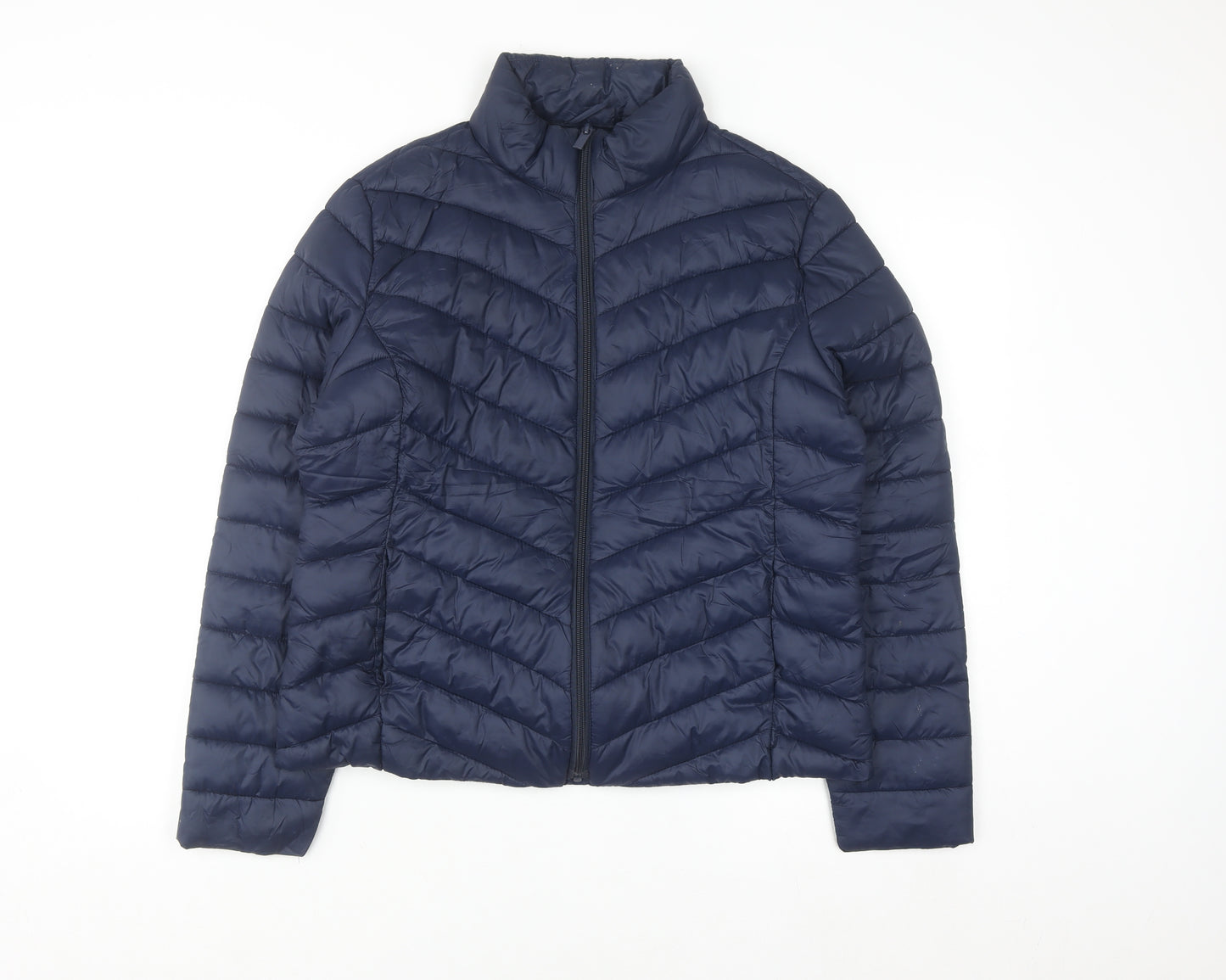 Primark Women Blue Puffer Jacket Size L 14/16 Lightweight Quilted Coat