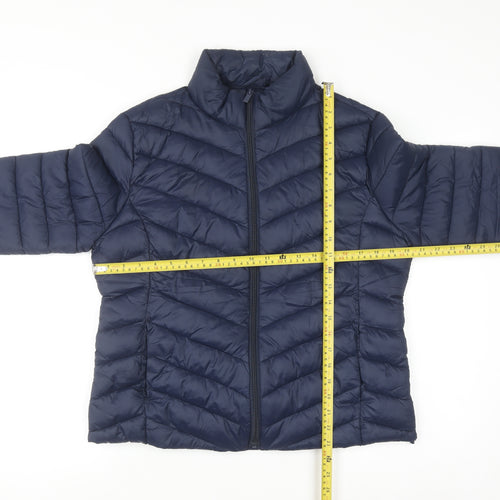 Primark Women Blue Puffer Jacket Size L 14/16 Lightweight Quilted Coat