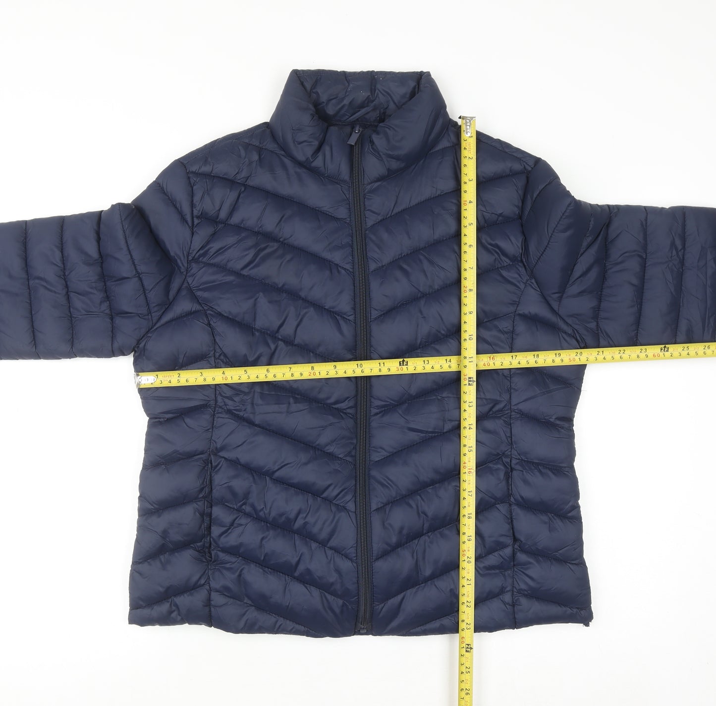 Primark Women Blue Puffer Jacket Size L 14/16 Lightweight Quilted Coat