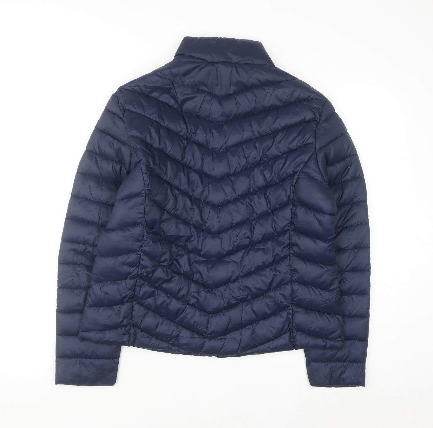 Primark Women Blue Puffer Jacket Size L 14/16 Lightweight Quilted Coat
