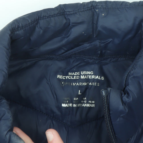 Primark Women Blue Puffer Jacket Size L 14/16 Lightweight Quilted Coat
