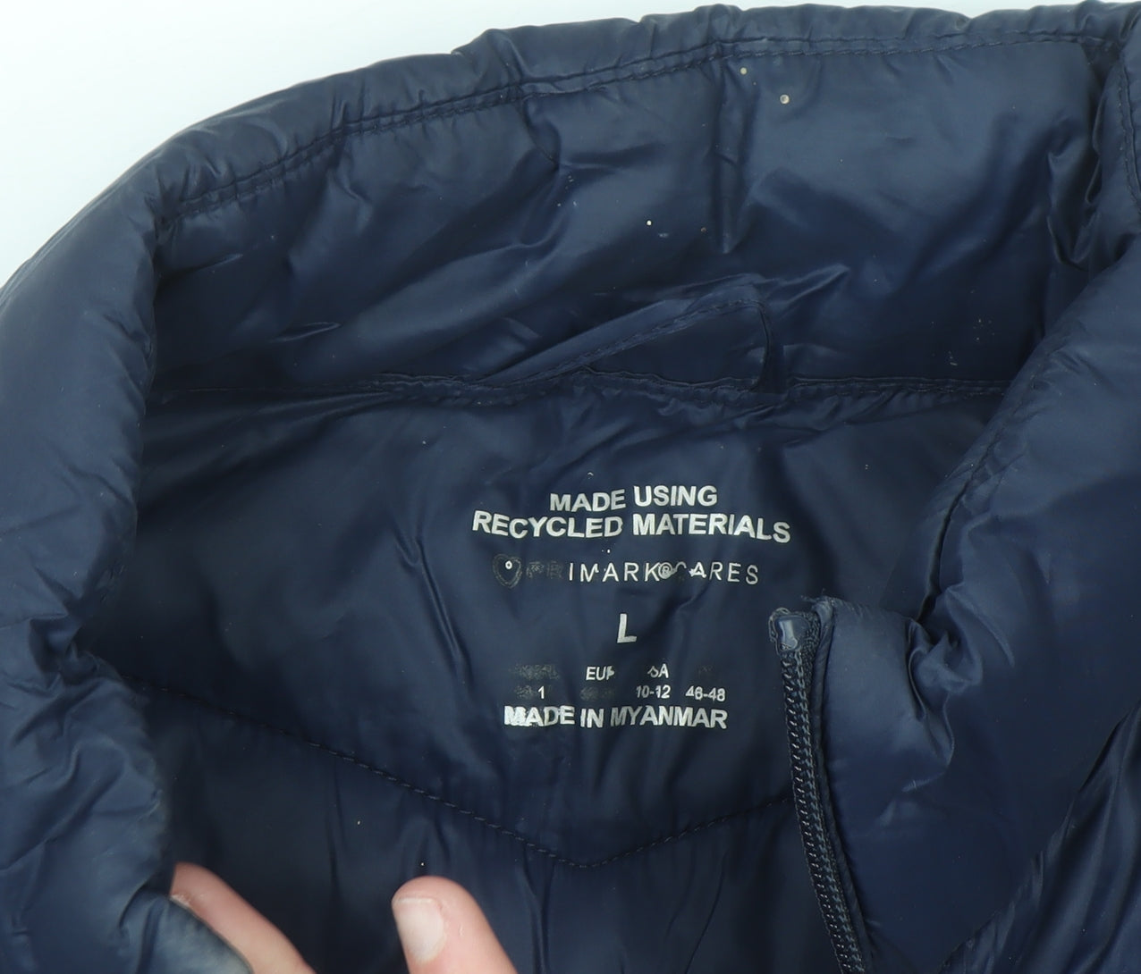 Primark Women Blue Puffer Jacket Size L 14/16 Lightweight Quilted Coat