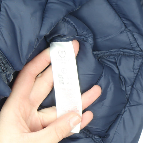 Primark Women Blue Puffer Jacket Size L 14/16 Lightweight Quilted Coat