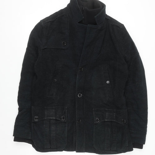 Next Men's Black Italian Moleskin Military Jacket Size M Cotton Blend