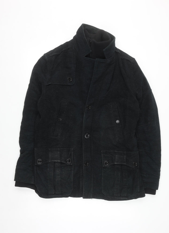 Next Men's Black Italian Moleskin Military Jacket Size M Cotton Blend