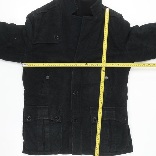 Next Men's Black Italian Moleskin Military Jacket Size M Cotton Blend