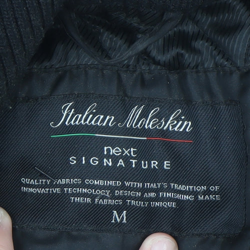 Next Men's Black Italian Moleskin Military Jacket Size M Cotton Blend