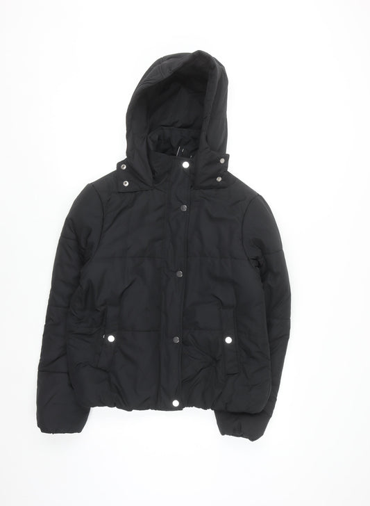 Marks and Spencer Women's Black Size 10 Hooded Puffer Jacket