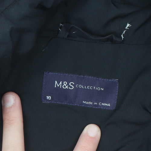 Marks and Spencer Women's Black Size 10 Hooded Puffer Jacket