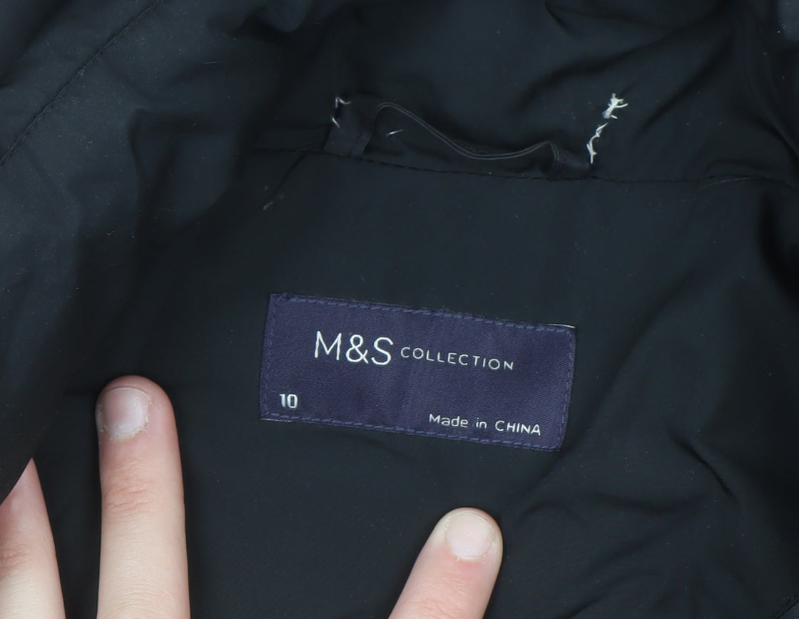 Marks and Spencer Women's Black Size 10 Hooded Puffer Jacket