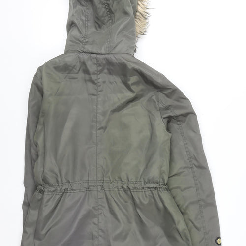 F&F Women’s Green Faux Fur Hooded Parka Coat Size 14