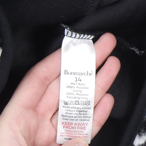 Bonmarché Women Black White Check Fleece Zip Jacket Size 14