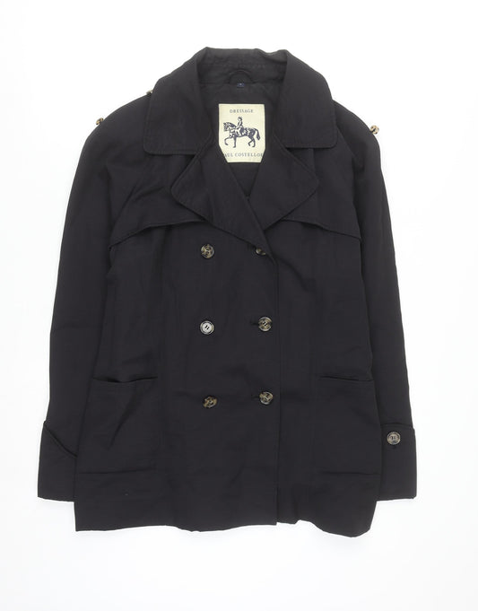 Paul Costelloe Men's Black Trench Coat L Belted Classic Style