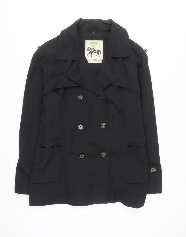 Paul Costelloe Men's Black Trench Coat L Belted Classic Style