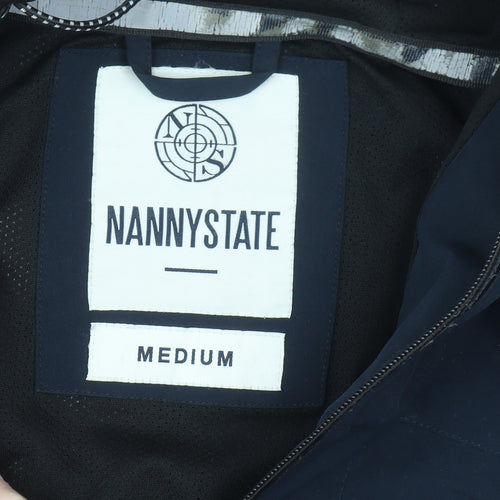 Nanny State Men's Blue Hooded Soft Shell Jacket Medium Windproof