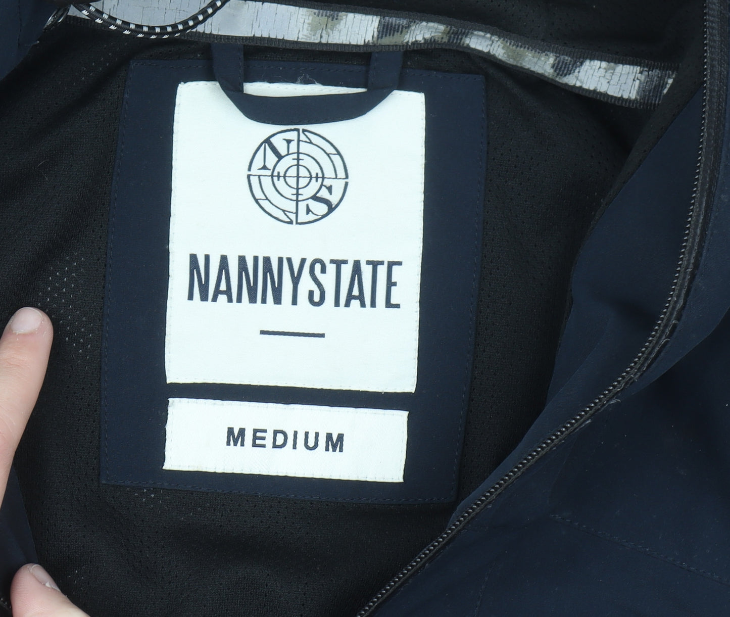 Nanny State Men's Blue Hooded Soft Shell Jacket Medium Windproof