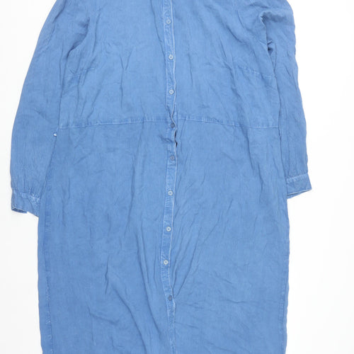 New Look Women Blue Plus Size 22 Midi Shirt Dress Viscose Long Sleeve