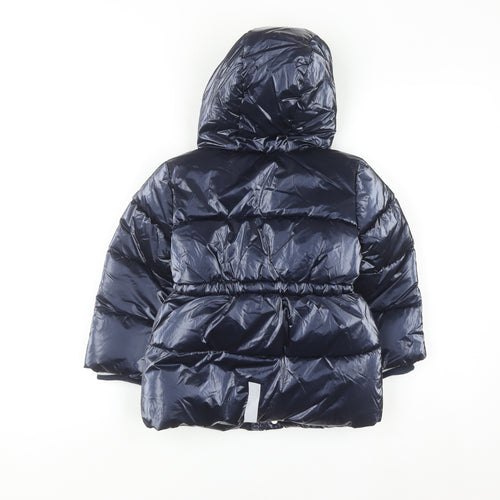 Marks and Spencer Boys Blue Hooded Puffer Jacket 2-3 Years Shower Resistant