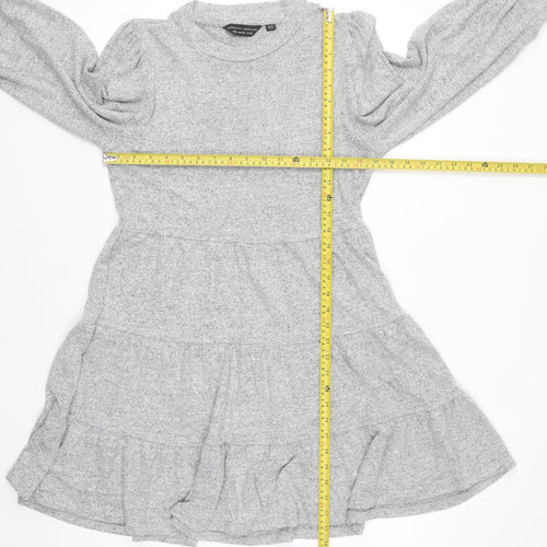 Dorothy Perkins Women Grey Knit Skater Dress Size 14 Long Sleeve