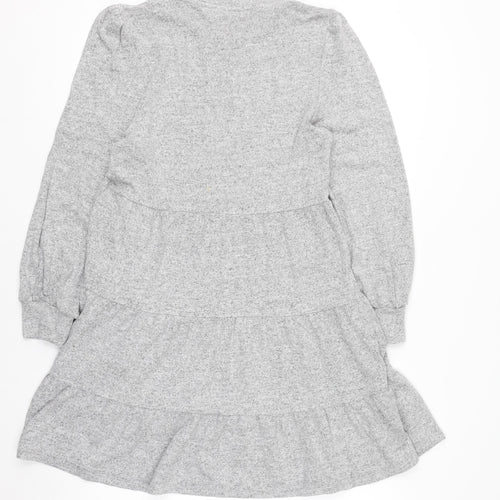 Dorothy Perkins Women Grey Knit Skater Dress Size 14 Long Sleeve