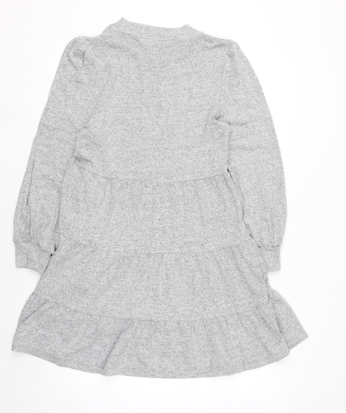 Dorothy Perkins Women Grey Knit Skater Dress Size 14 Long Sleeve