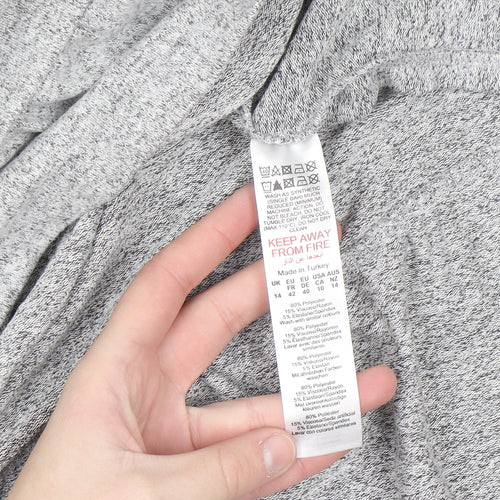 Dorothy Perkins Women Grey Knit Skater Dress Size 14 Long Sleeve