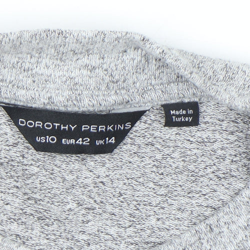 Dorothy Perkins Women Grey Knit Skater Dress Size 14 Long Sleeve