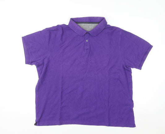 Marks and Spencer Men's Purple Cotton Pique Polo Shirt XXL Regular Fit