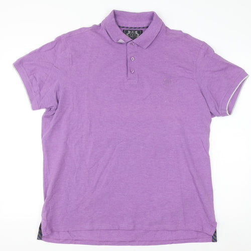 Paul Costelloe Living Men's Purple 2XL Polo Shirt Cotton Blend