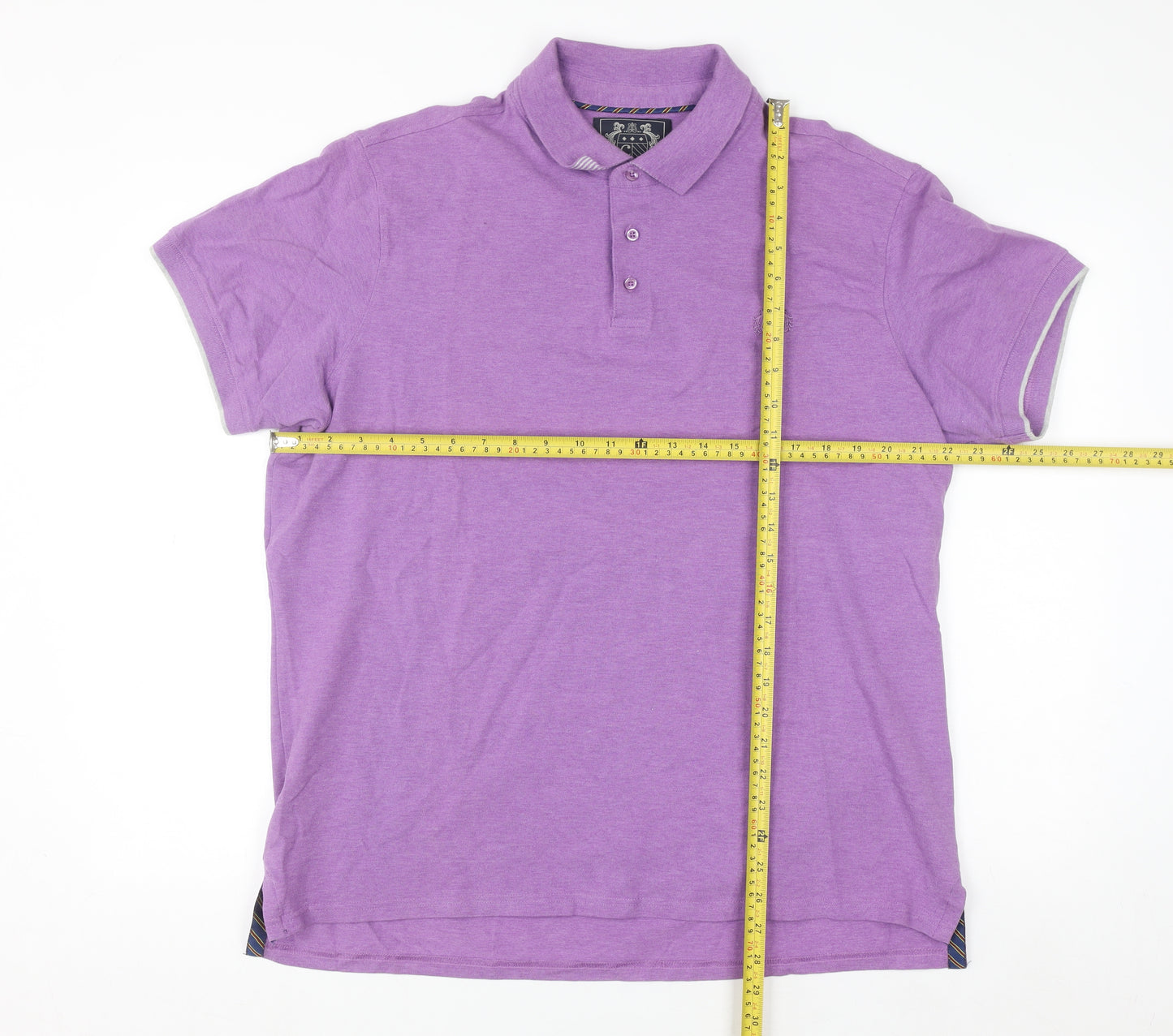Paul Costelloe Living Men's Purple 2XL Polo Shirt Cotton Blend