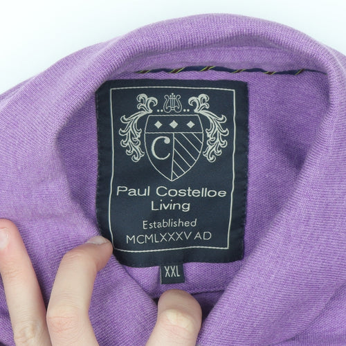 Paul Costelloe Living Men's Purple 2XL Polo Shirt Cotton Blend