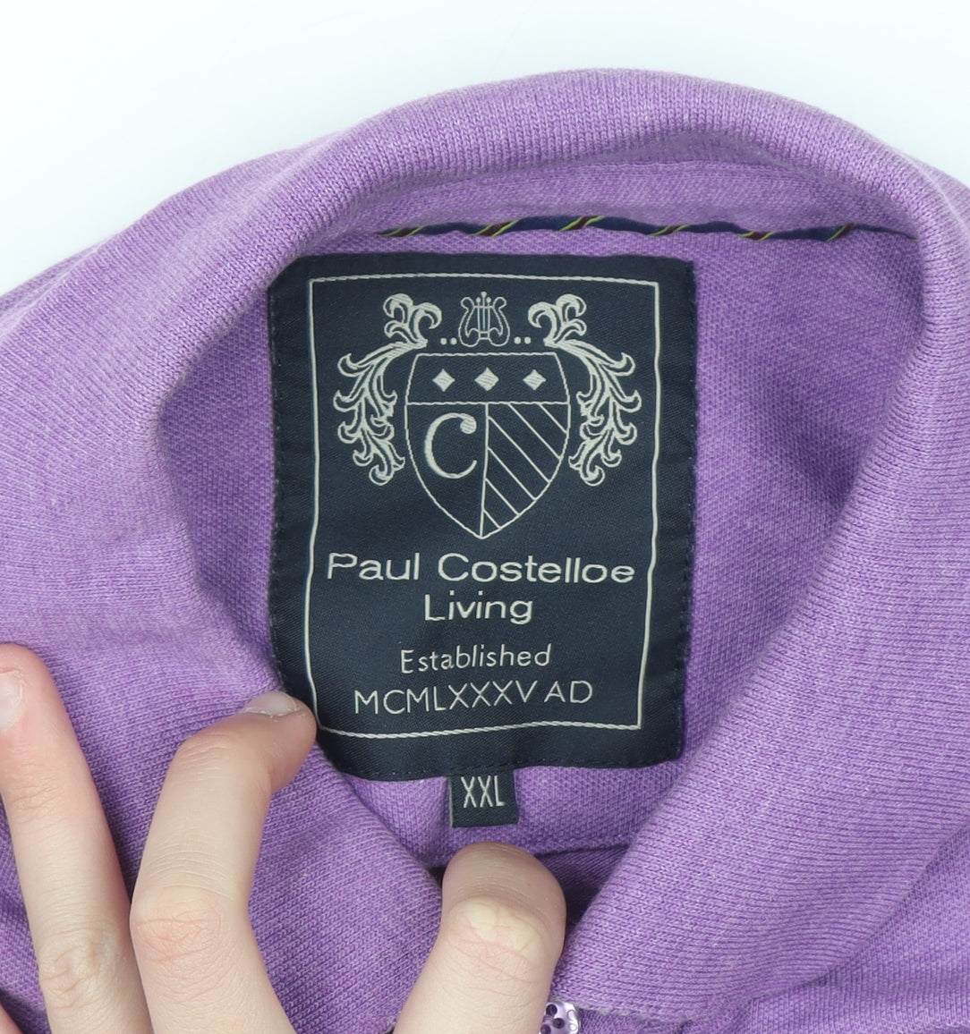 Paul Costelloe Living Men's Purple 2XL Polo Shirt Cotton Blend