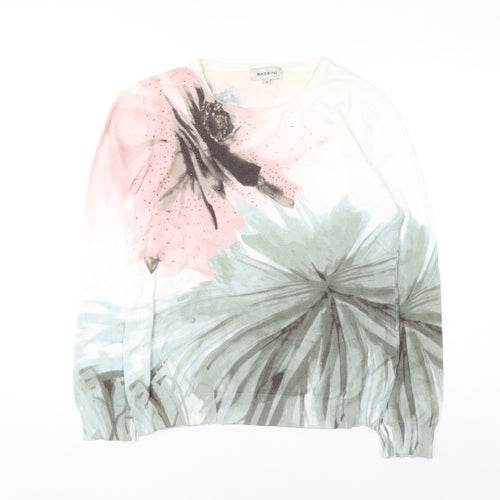 Bassini Women’s Multicoloured Floral Rhinestone Pullover Jumper M