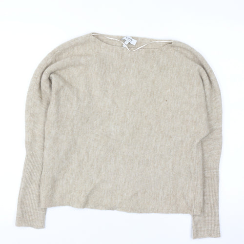 b.young Women Beige Boat Neck Pullover Jumper Size S