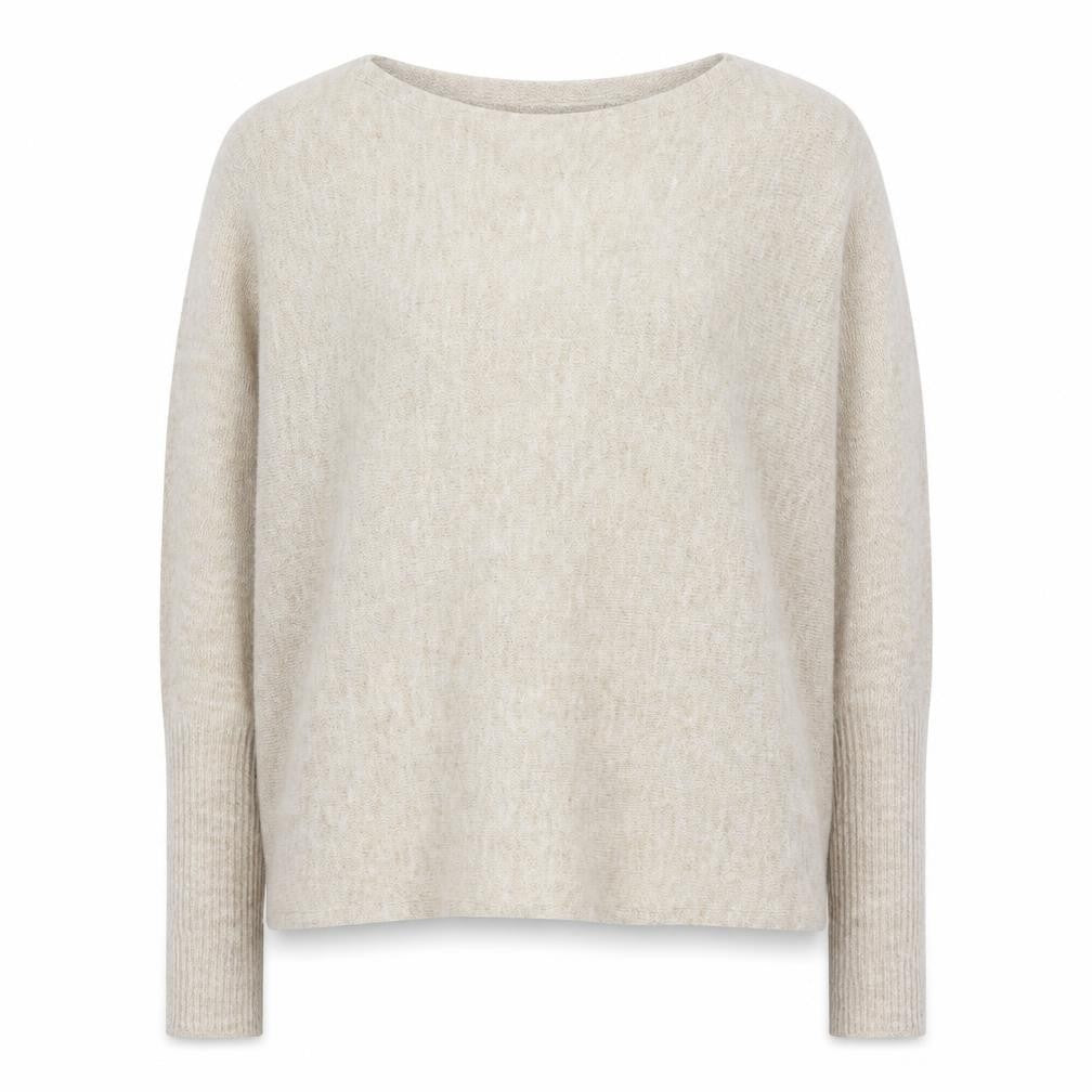 Front view of b.young Women Beige Boat Neck jumper, size S