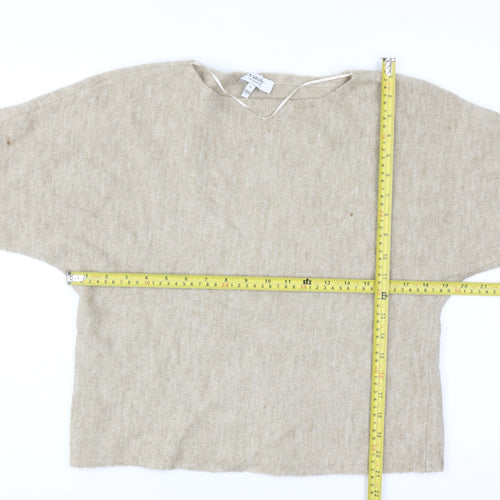 b.young Women Beige Boat Neck Pullover Jumper Size S