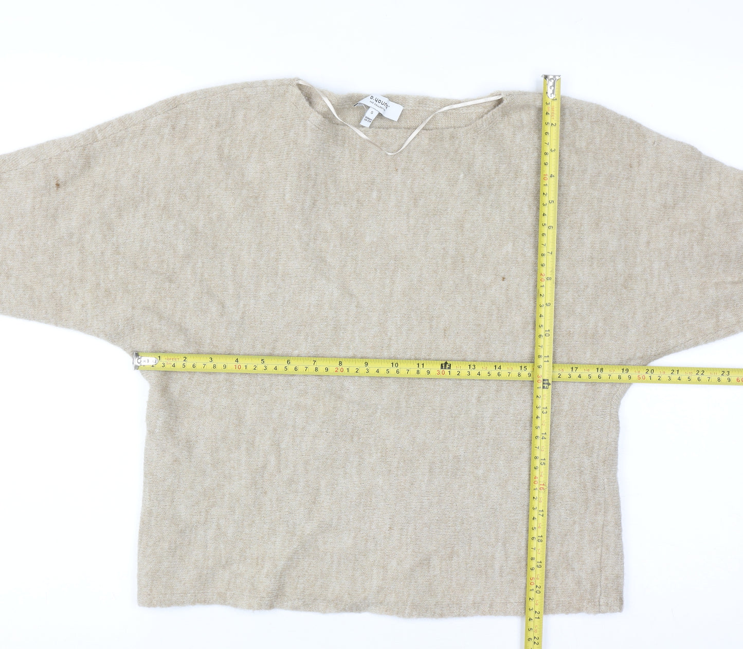 b.young Women Beige Boat Neck Pullover Jumper Size S