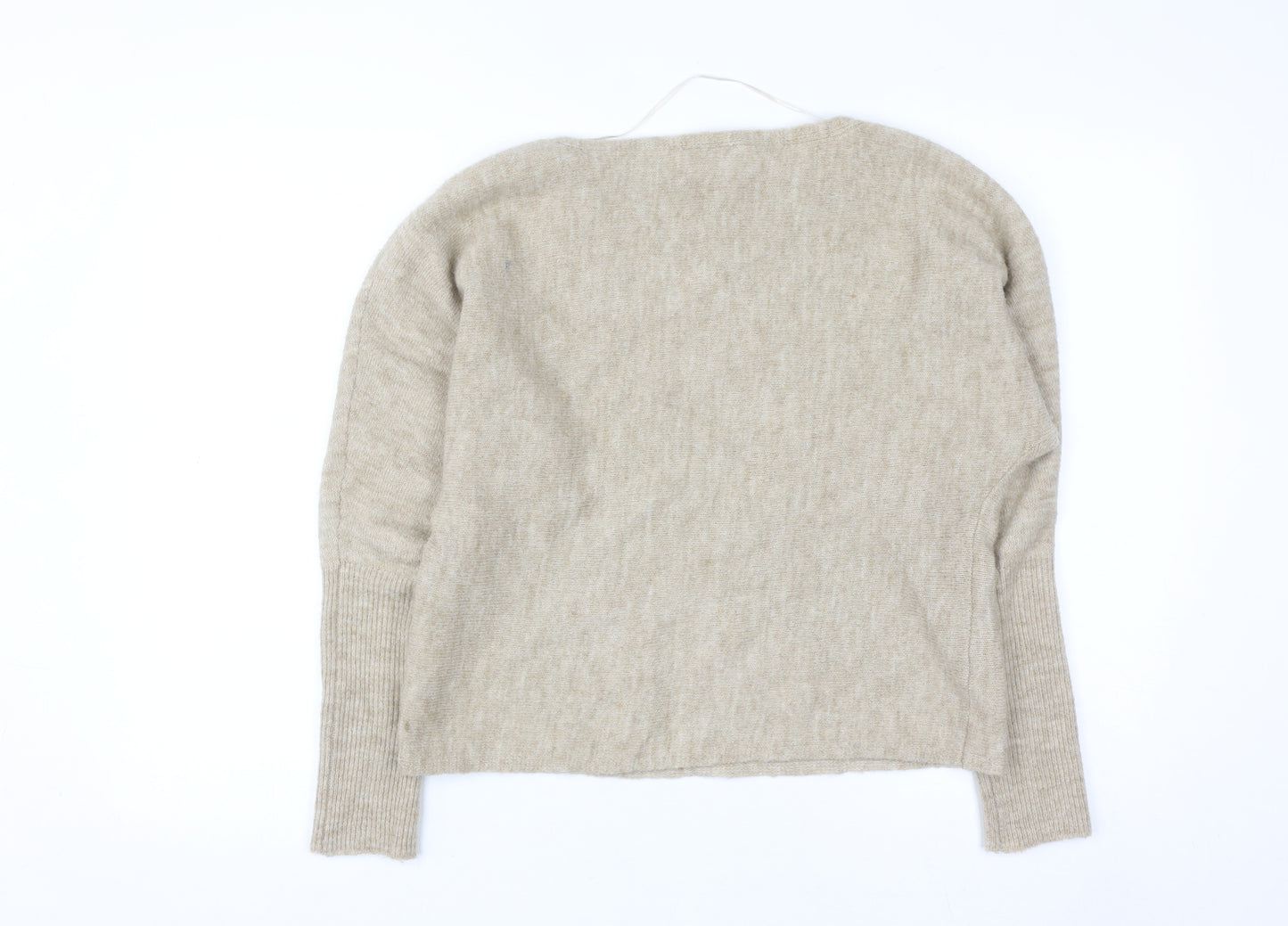 b.young Women Beige Boat Neck Pullover Jumper Size S