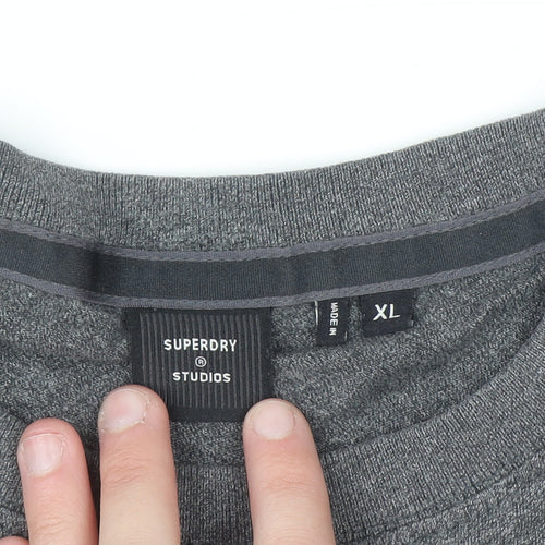 Superdry Studios Men's Grey XL Crew Neck Cotton T-Shirt