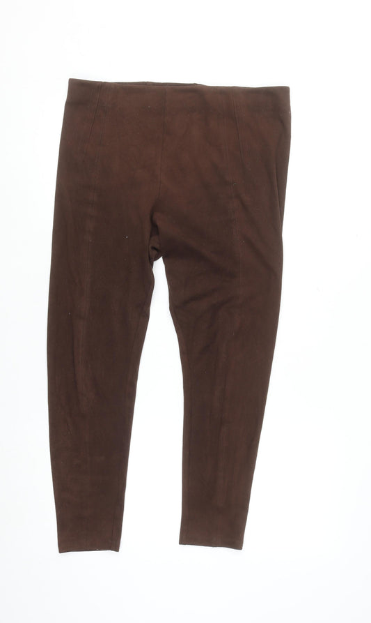 Marks and Spencer Women’s Brown Suede Look Ankle Leggings Size 14 Short