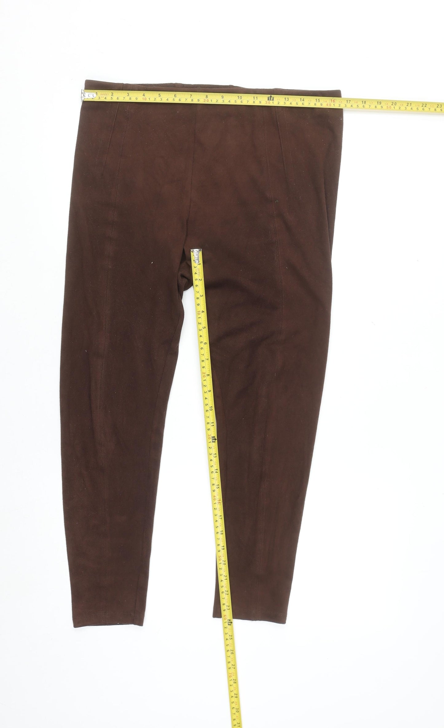 Marks and Spencer Women’s Brown Suede Look Ankle Leggings Size 14 Short