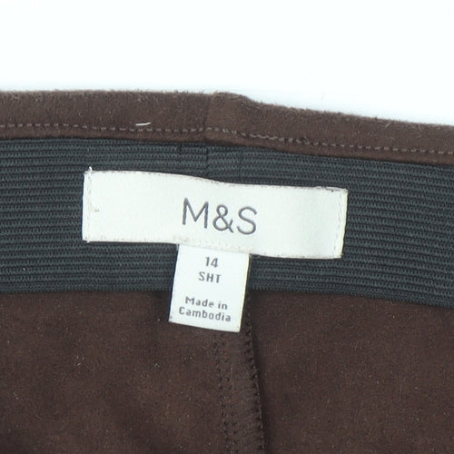 Marks and Spencer Women’s Brown Suede Look Ankle Leggings Size 14 Short