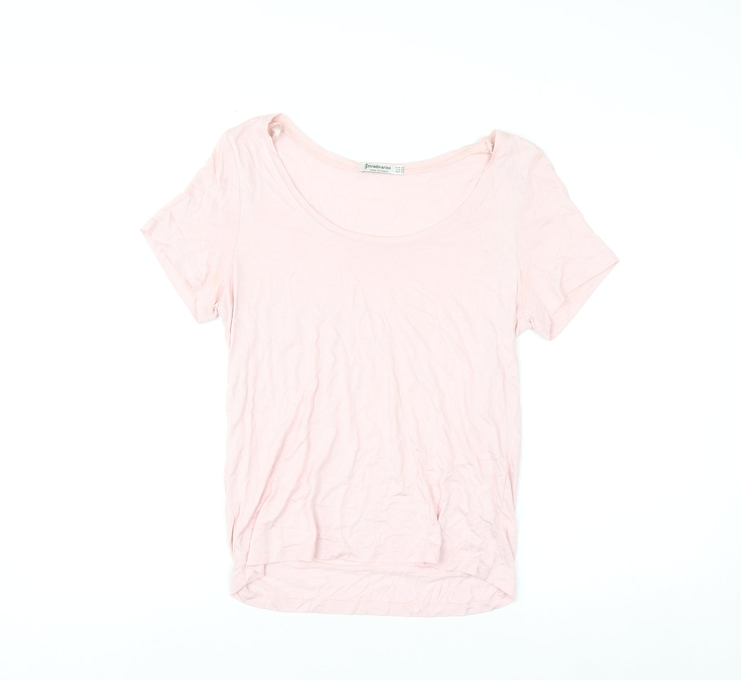 Stradivarius Women Pink XS Basic Viscose Short Sleeve T-Shirt