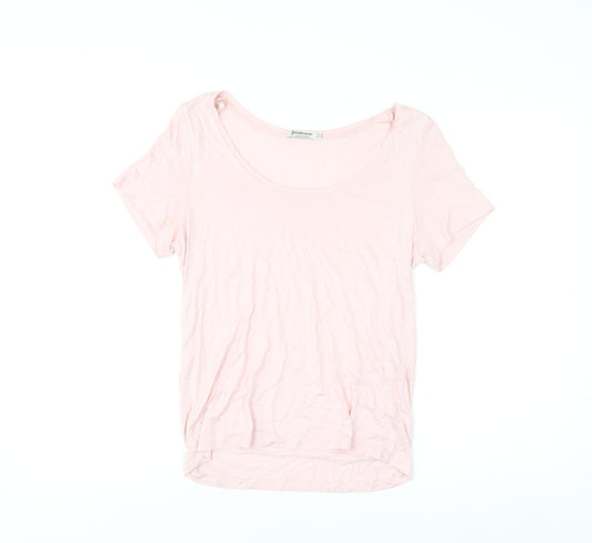 Stradivarius Women Pink XS Basic Viscose Short Sleeve T-Shirt
