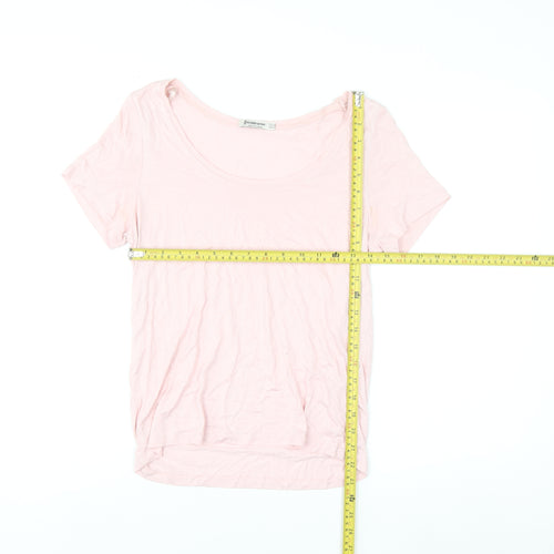 Stradivarius Women Pink XS Basic Viscose Short Sleeve T-Shirt
