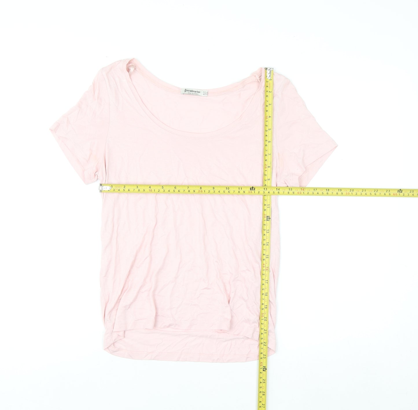 Stradivarius Women Pink XS Basic Viscose Short Sleeve T-Shirt