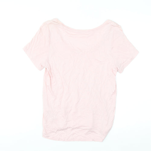 Stradivarius Women Pink XS Basic Viscose Short Sleeve T-Shirt