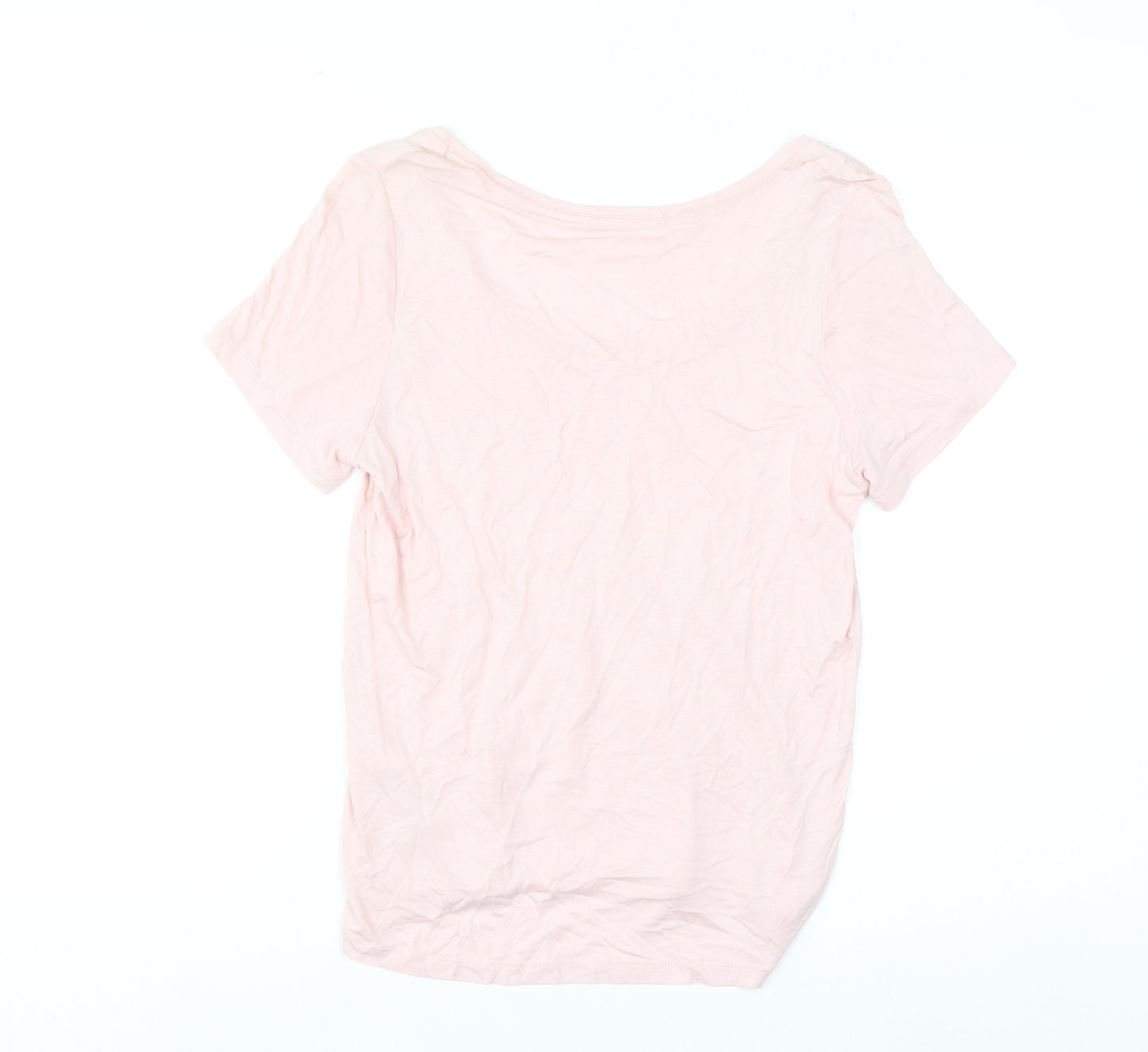 Stradivarius Women Pink XS Basic Viscose Short Sleeve T-Shirt