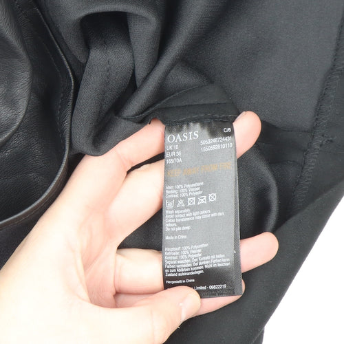 Oasis Womens Black Faux Leather Pencil Skirt Size 10 Lined Knee Length
